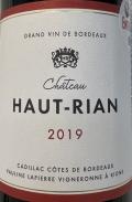 Chateau Haut-Rian - Ctes De Bordeaux Merlot 2019